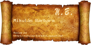 Mikulás Barbara névjegykártya
